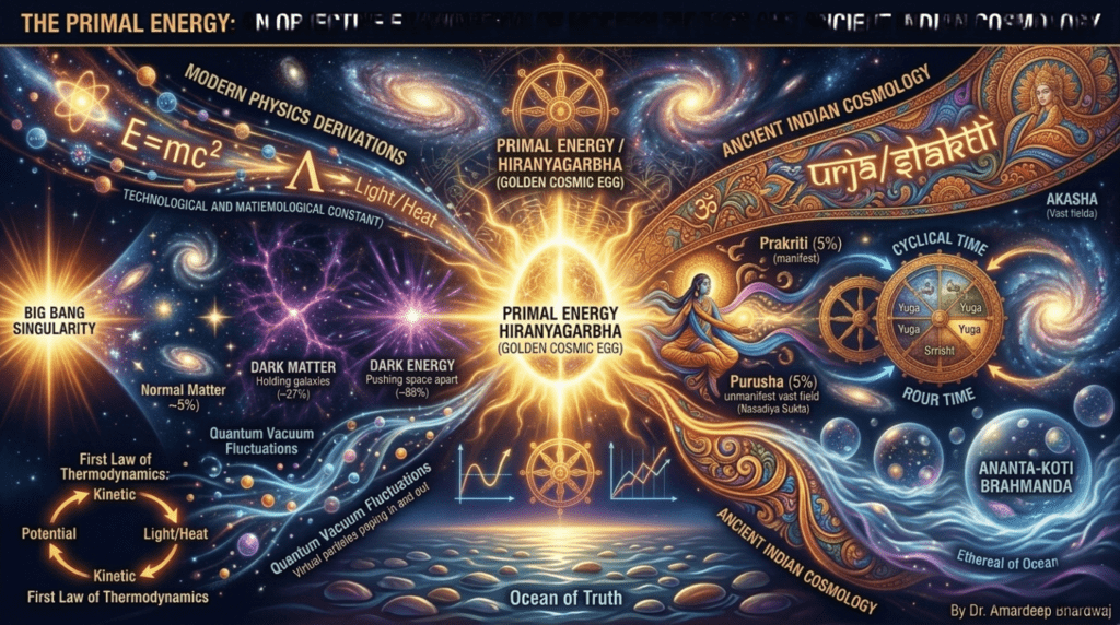 The Primal Energy of the Universe: Two Scientific Perspectives, 3500 Years Apart